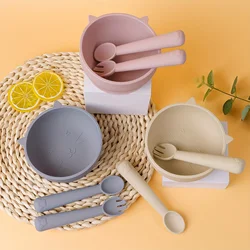 Cuencos antivuelco de silicona para bebé - Set alimentación