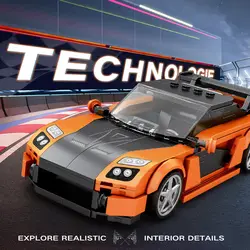 Bloques de construcción de coche deportivo clásico naranja para niños
