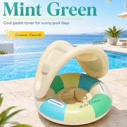 Flotador inflable piscina con toldo y asiento, agarraderas seguras