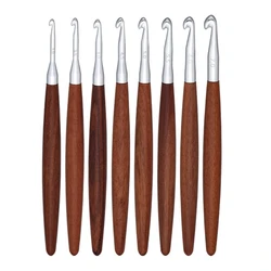 Agujas de ganchillo ergonómicas con mango de madera para hilo
