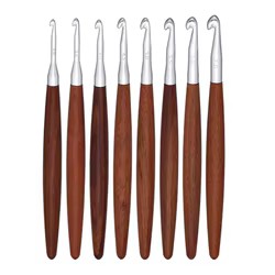 Agujas de ganchillo ergonómicas con mango de madera para hilo