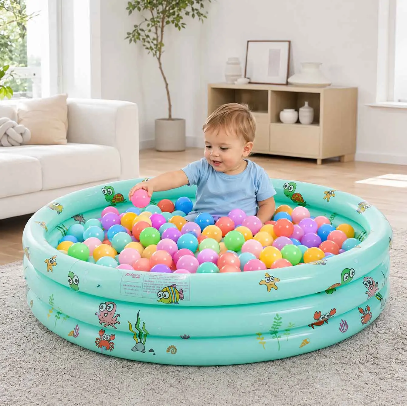 Piscina de bolas inflable redonda portátil para interior y exterior - imagen 3