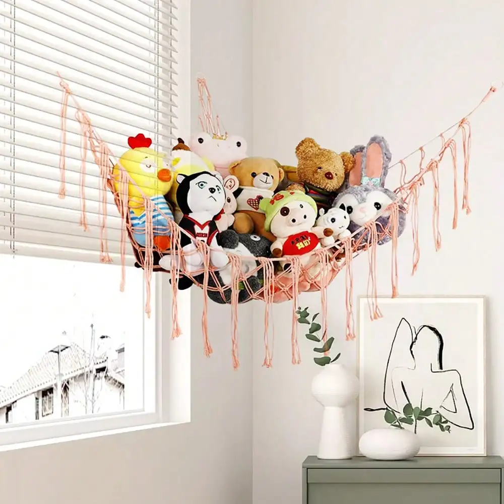 Red de almacenamiento colgante algodón para juguetes infantiles - imagen 4