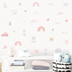 Vinilo pared infantil removible arcoíris con estrellas y animales