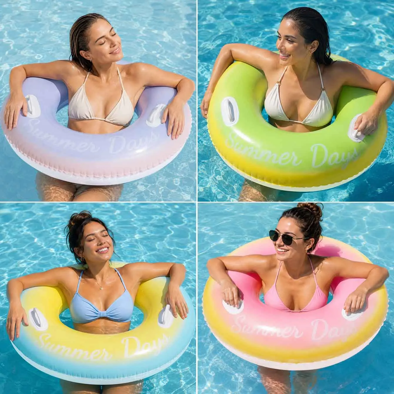 Flotador inflable con asas y diseño degradado para piscina verano - imagen 3