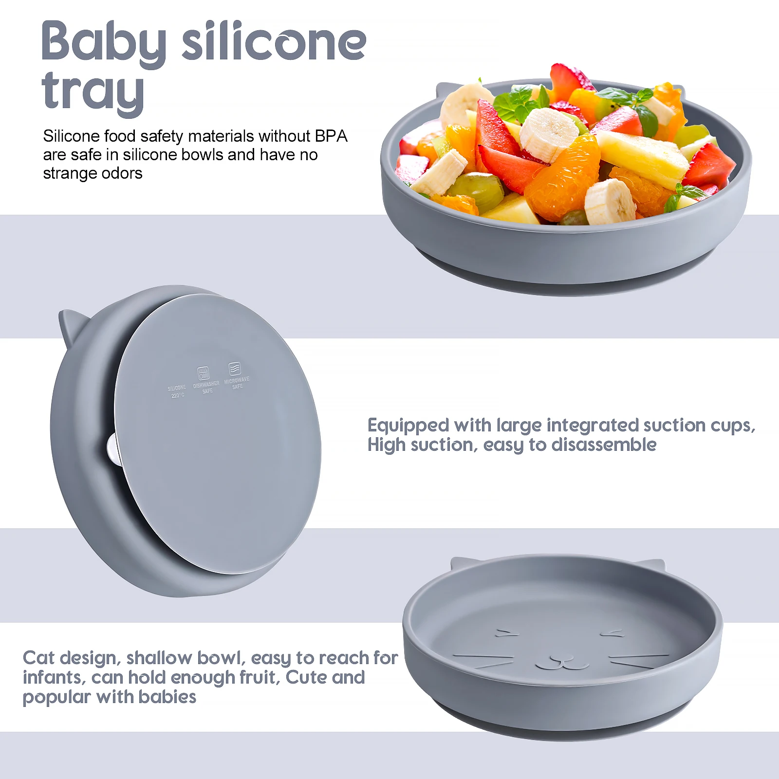 Vajilla de silicona para bebé con ventosa y babero - imagen 3