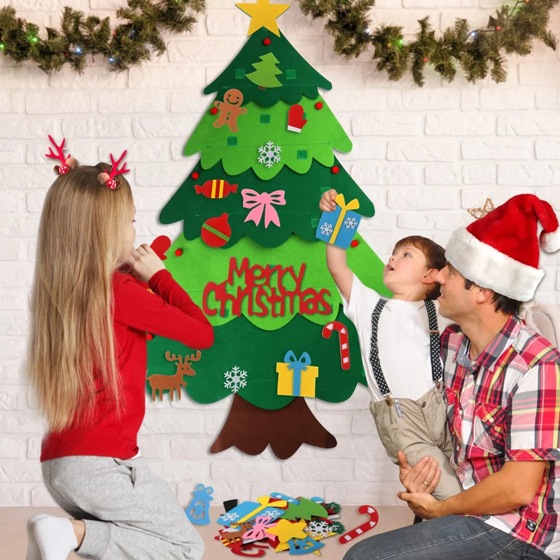 Árbol de fieltro navideño para niños con luces – Manualidad decorativa - imagen 2