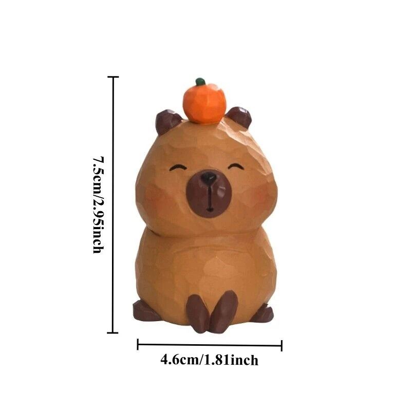 Estatua de capibara tallada en madera – Figura decorativa para hogar