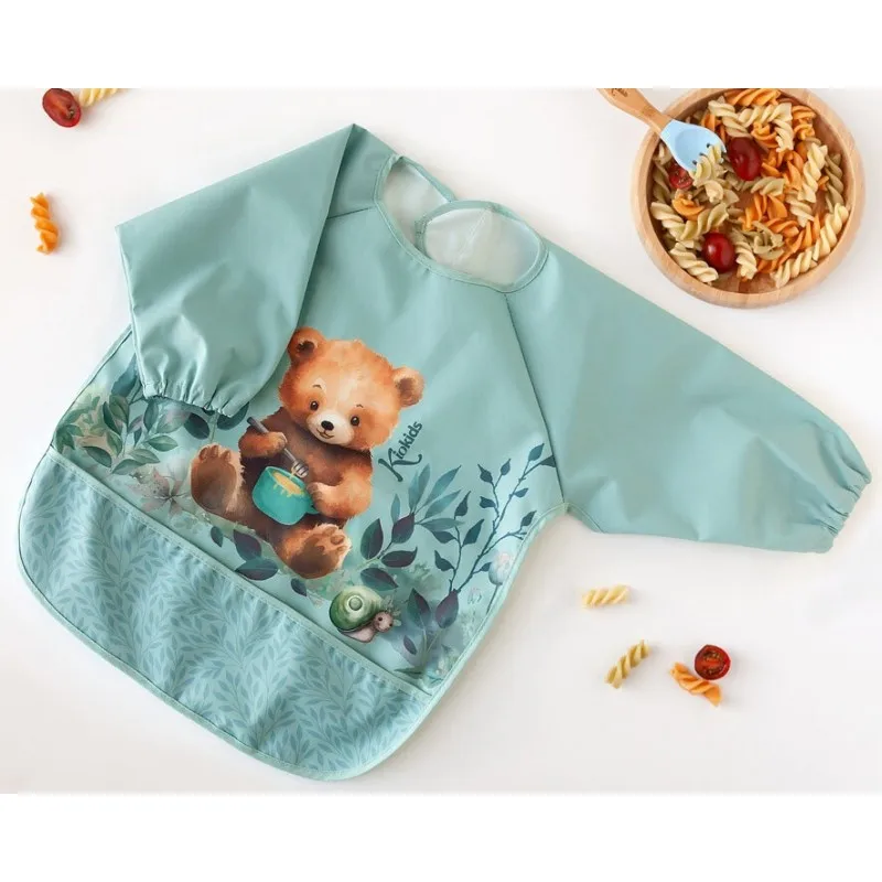 Kiokids babero impermeable con mangas antimanchas para bebés - imagen 3