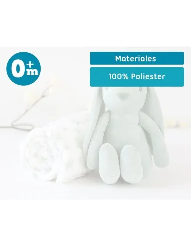 Kiokids Peluche conejo verde con mantita de apego suave - imagen 2