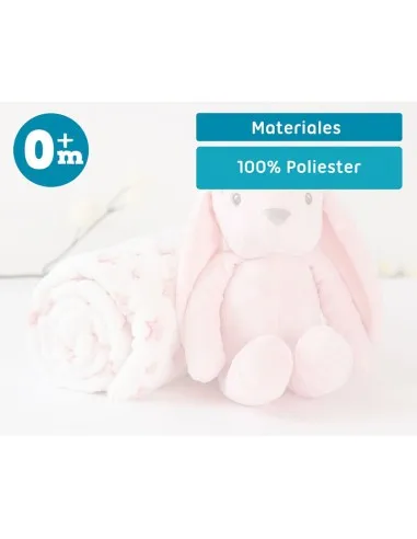 Kiokids peluche de conejo rosa con mantita - imagen 4
