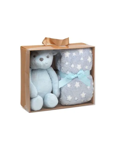 Kiokids Peluche osito azul con mantita suave para bebé - imagen 5
