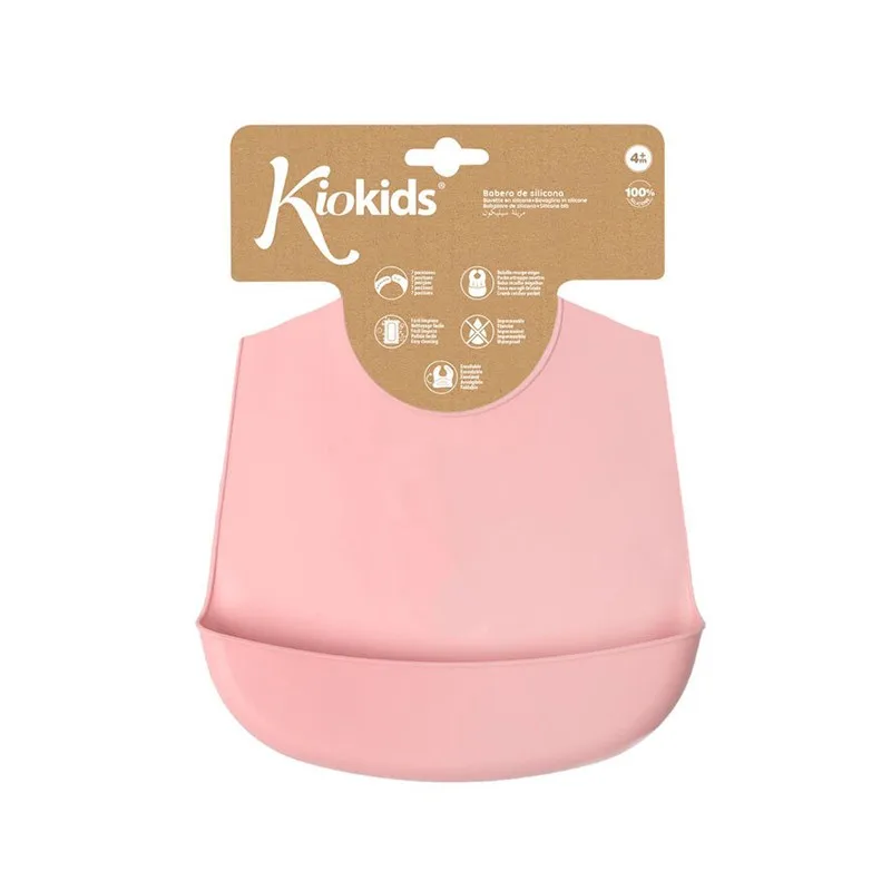 Kiokids Babero de silicona impermeable para bebés ajustable suave - imagen 4