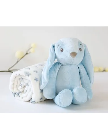 Kiokids peluche conejo azul con mantita infantil - imagen 2