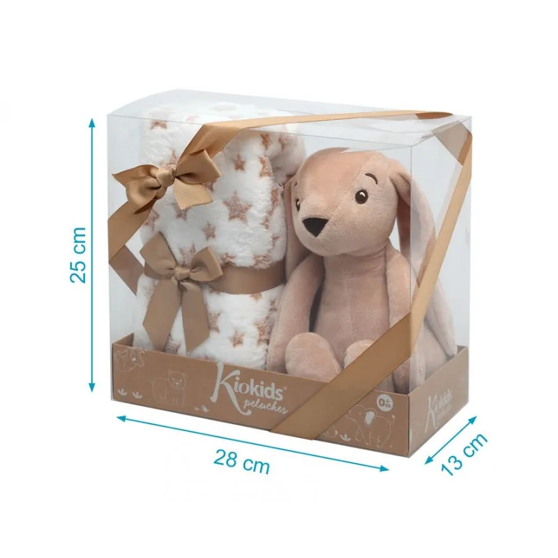 Kiokids peluche conejo marrón con mantita suave para bebé - imagen 2