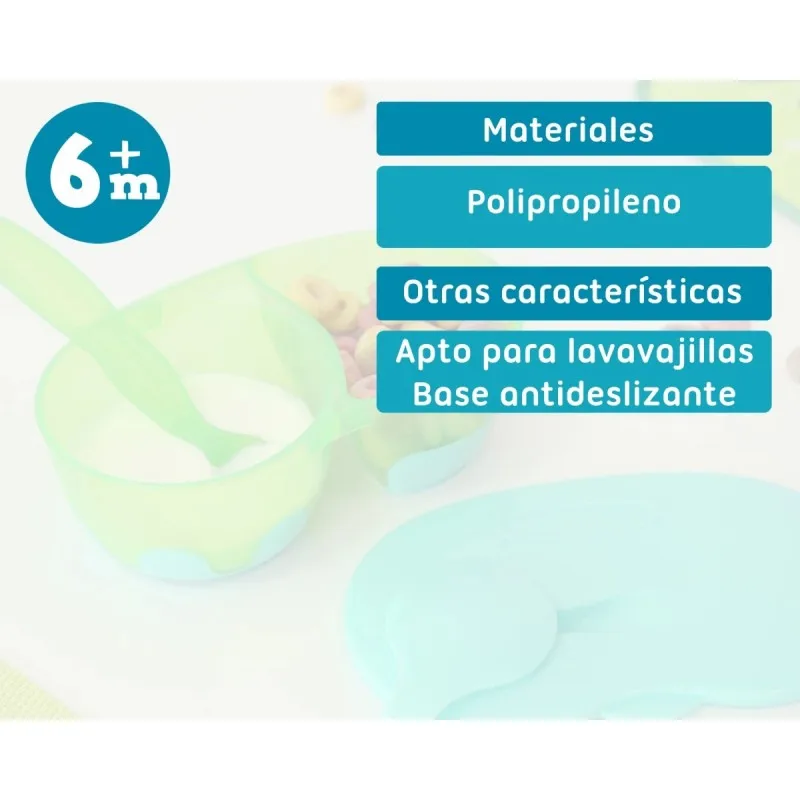 Kiokids Cuenco doble con cuchara – Set de comedor para bebés - imagen 2
