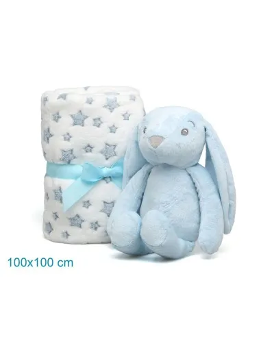 Kiokids peluche conejo azul con mantita infantil - imagen 4