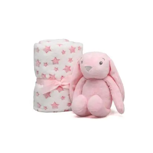 Kiokids peluche de conejo rosa con mantita