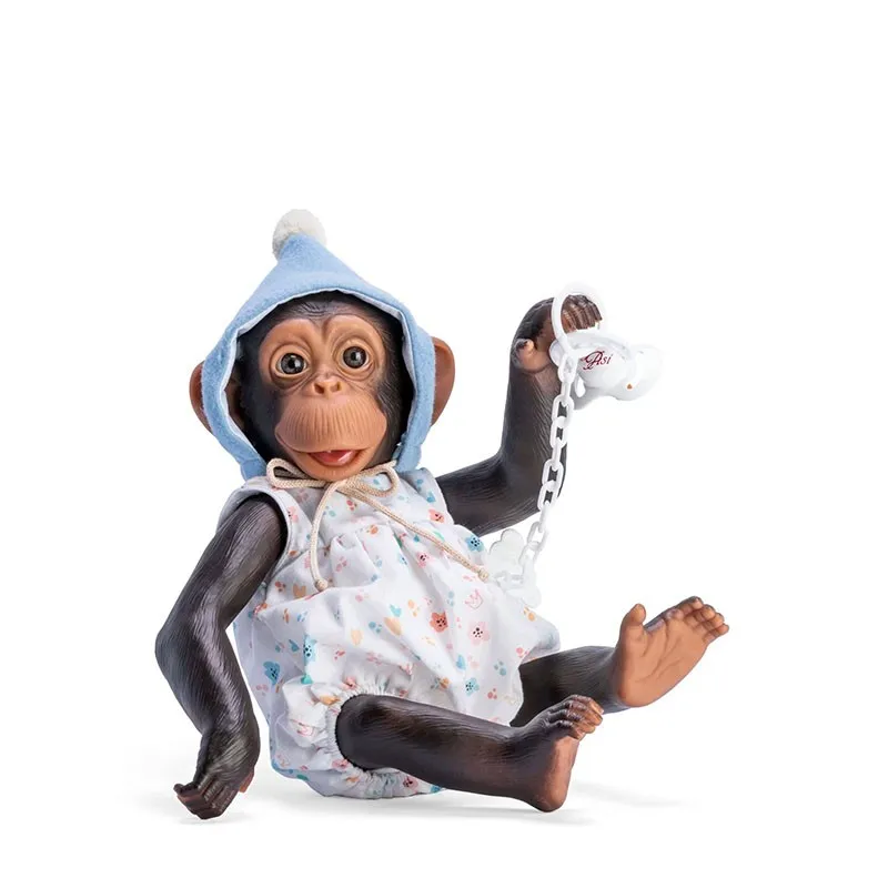 Peluche Nilo el Chimpancé Asi Dreams con pelele y gorro azul