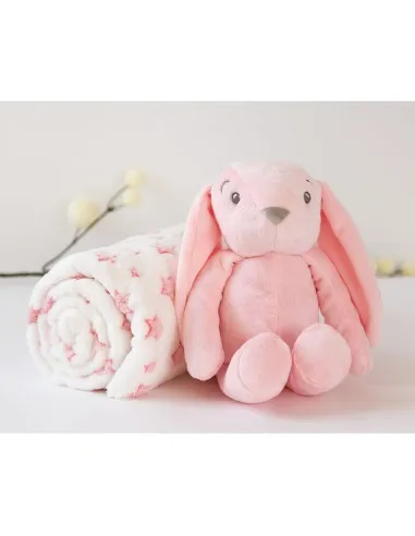 Kiokids peluche de conejo rosa con mantita - imagen 5