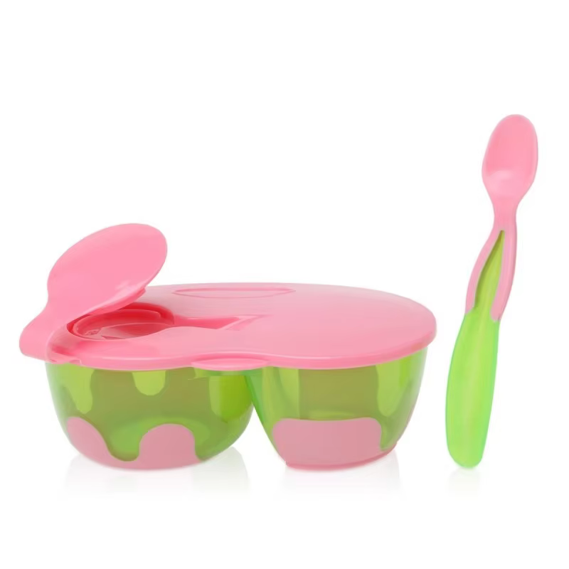 Kiokids Cuenco doble con cuchara – Set de comedor para bebés - imagen 5
