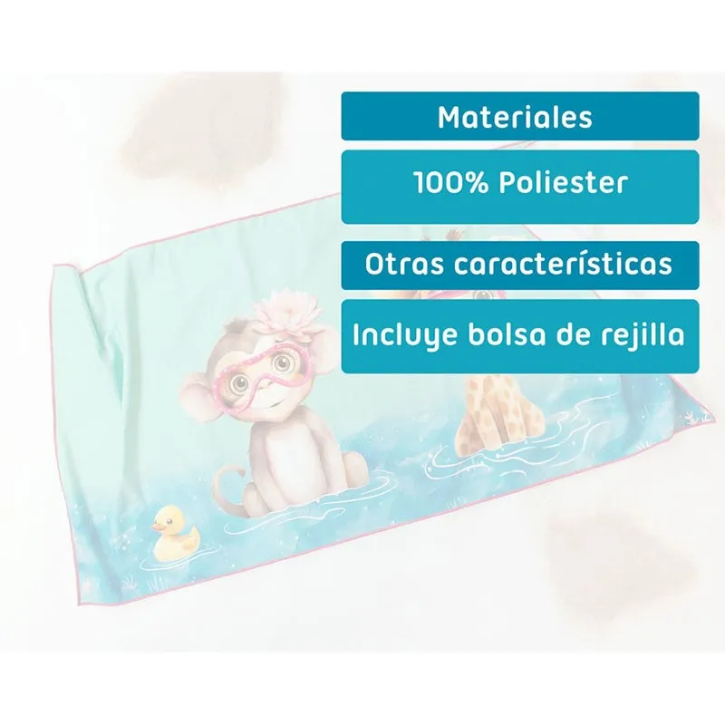 Kiokids Toalla de playa microfibra con animales - imagen 5