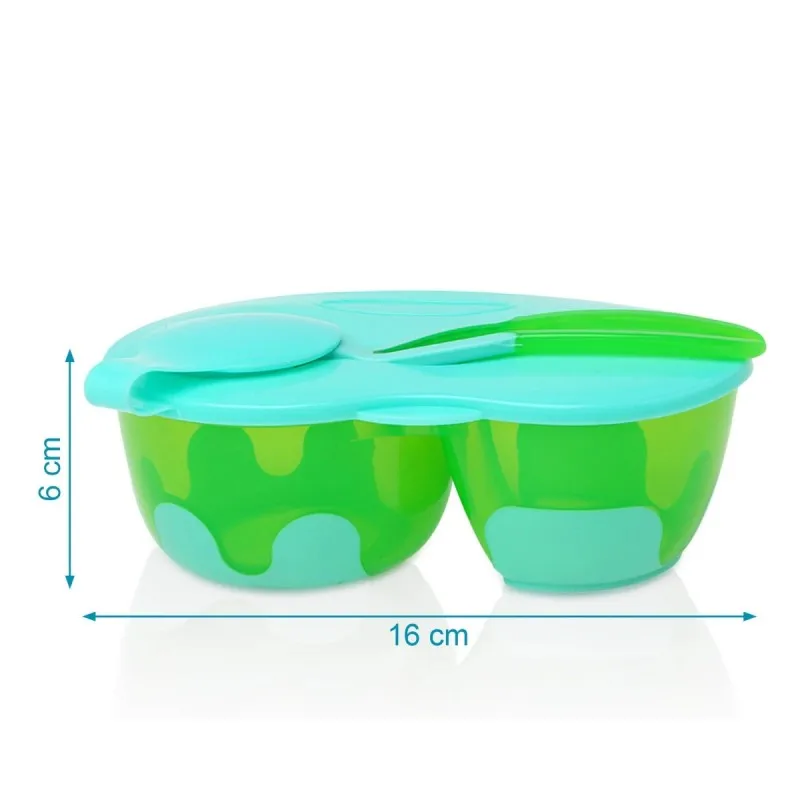Kiokids Cuenco doble con cuchara – Set de comedor para bebés - imagen 3
