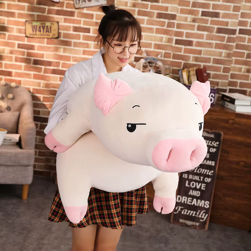 Peluche de cerdito rosa en algodón suave, almohada para bebé - imagen 4