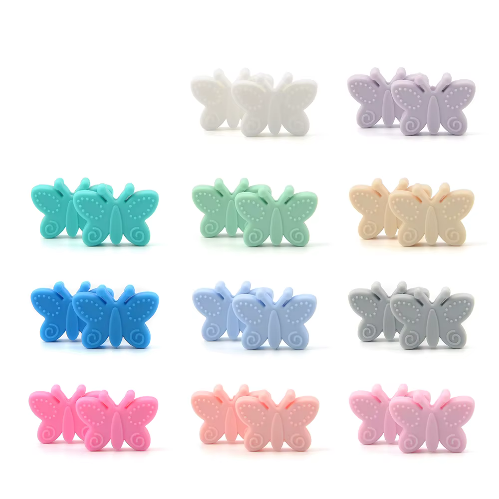 Collar dentición de silicona mariposa sin BPA para bebé - imagen 3