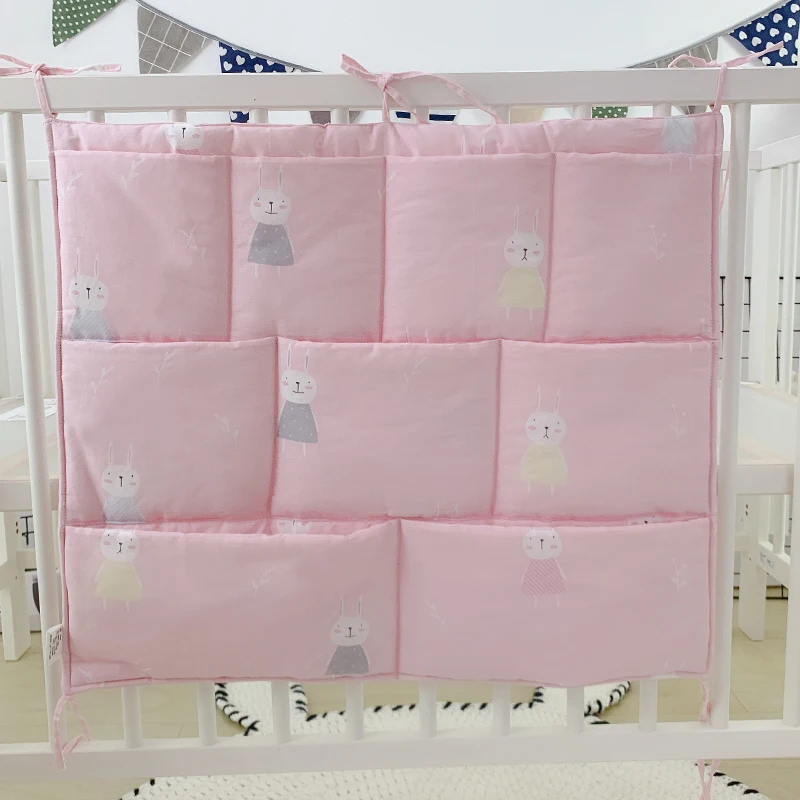 Organizador colgante para cuna de bebé de algodón con bolsillos - imagen 5