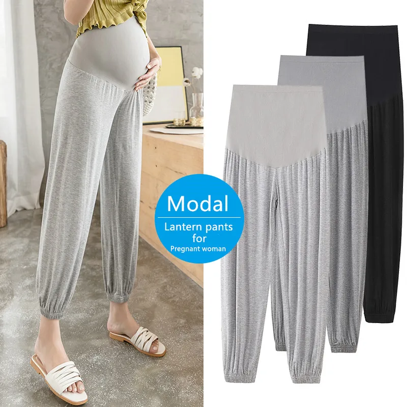 Pantalones premamá verano con soporte abdominal y corte holgado