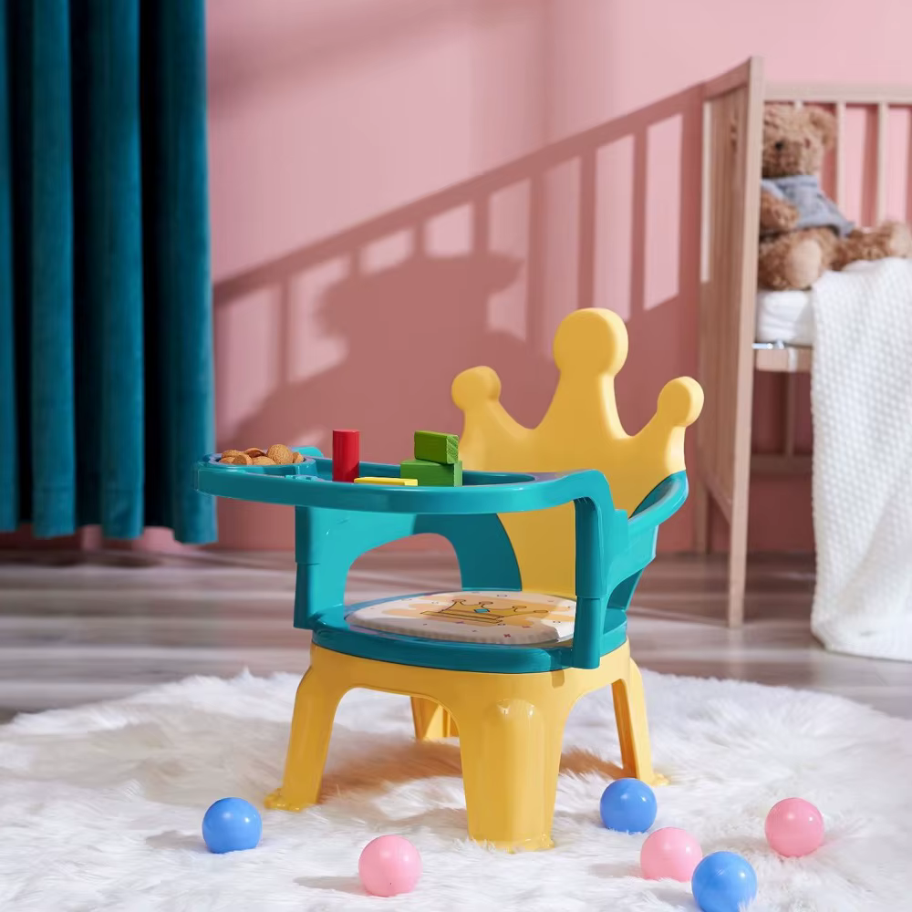 LazyChild Silla de Comedor Bebé con Oso y Corona Suave