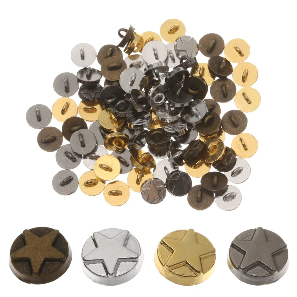 Botones metálicos 5mm con estrella para decorar ropa de bebé y muñecas