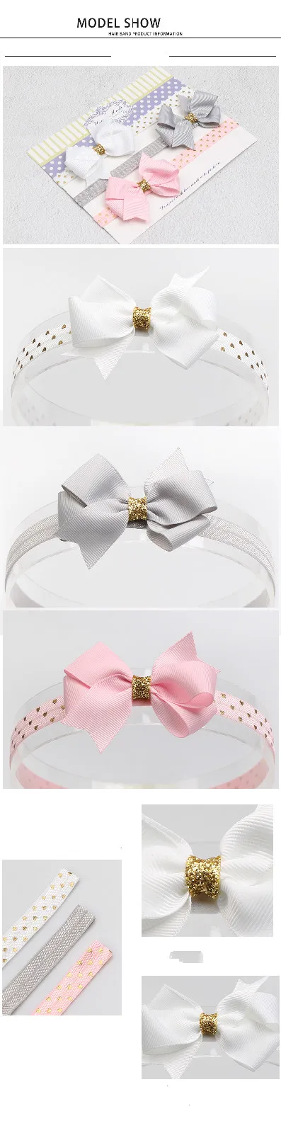 Diademas elásticas con lazo para peinados de bebé