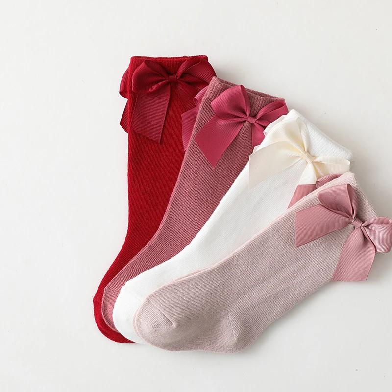 Calcetines largos de algodón con lazo para bebé niña – Otoño Invierno - imagen 4