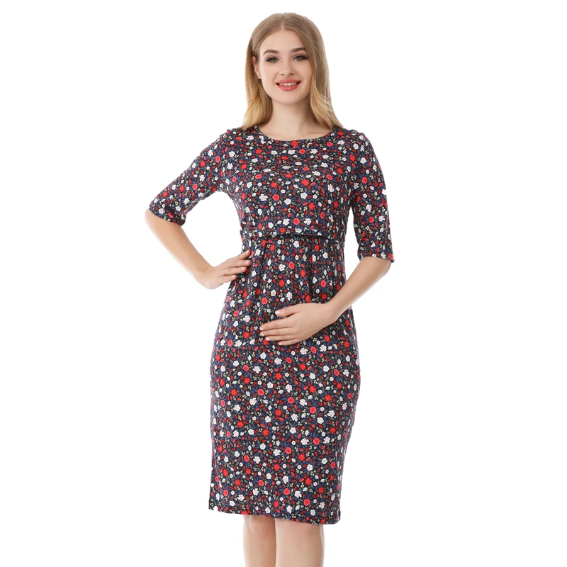 Vestido premamá lactancia manga tres cuartos verano - imagen 5
