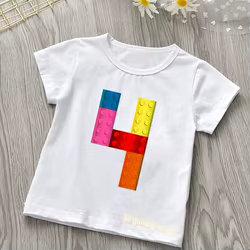 Camiseta infantil con diseño numérico en algodón suave para niños