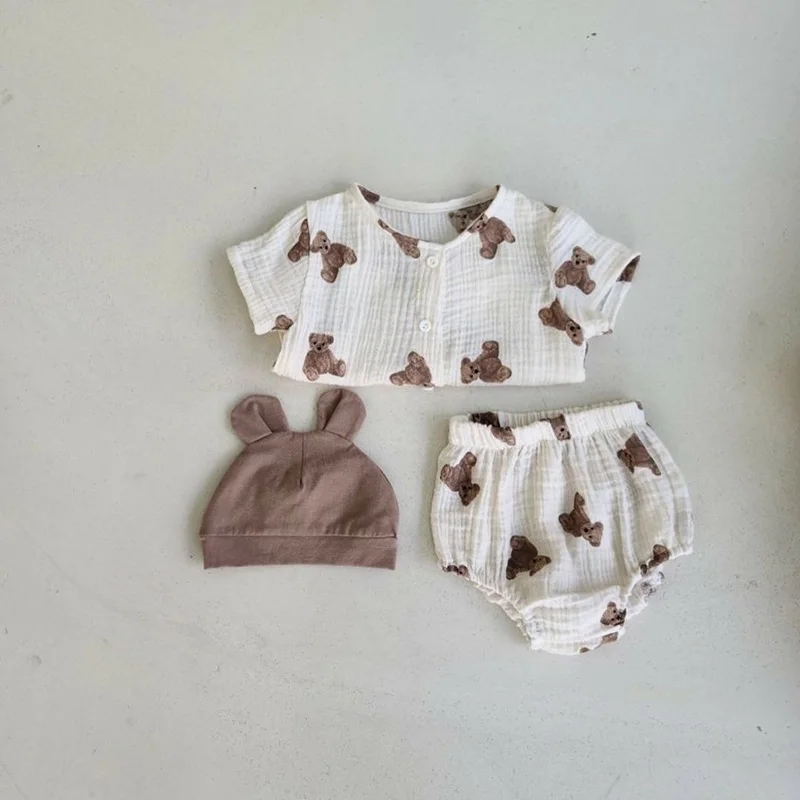 MILANCEL Conjunto recién nacido con estampado de oso - imagen 4