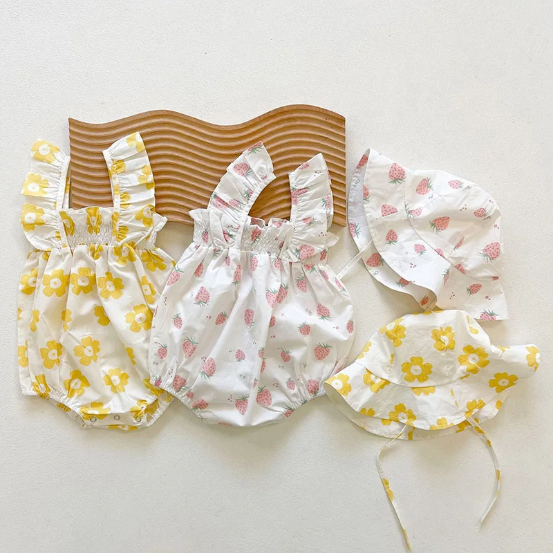Mono veraniego floral con sombrero para bebé niña - imagen 2