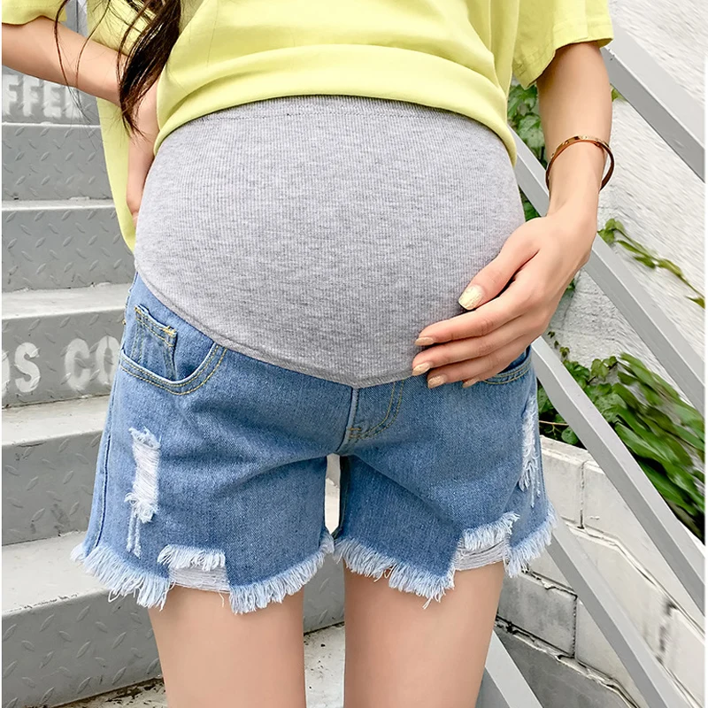 Pantalones vaqueros premamá cortos de verano con ajuste cómodo - imagen 2