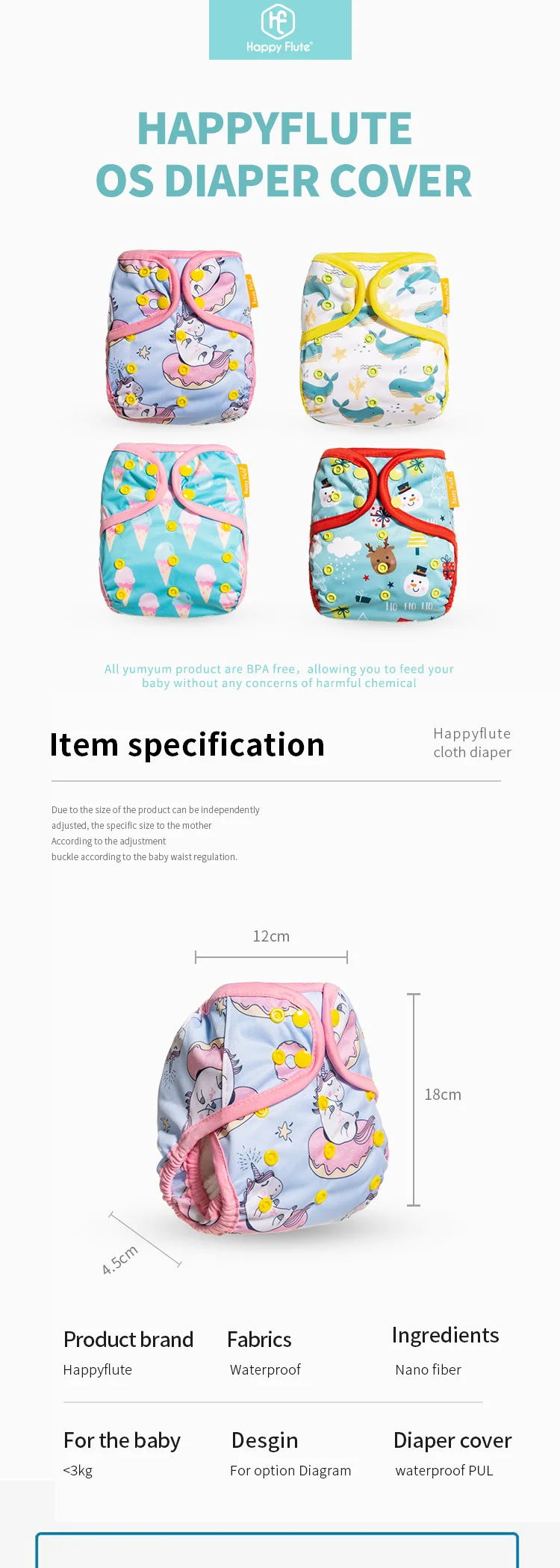 Cubierta impermeable Happy Flute con bordes de colores