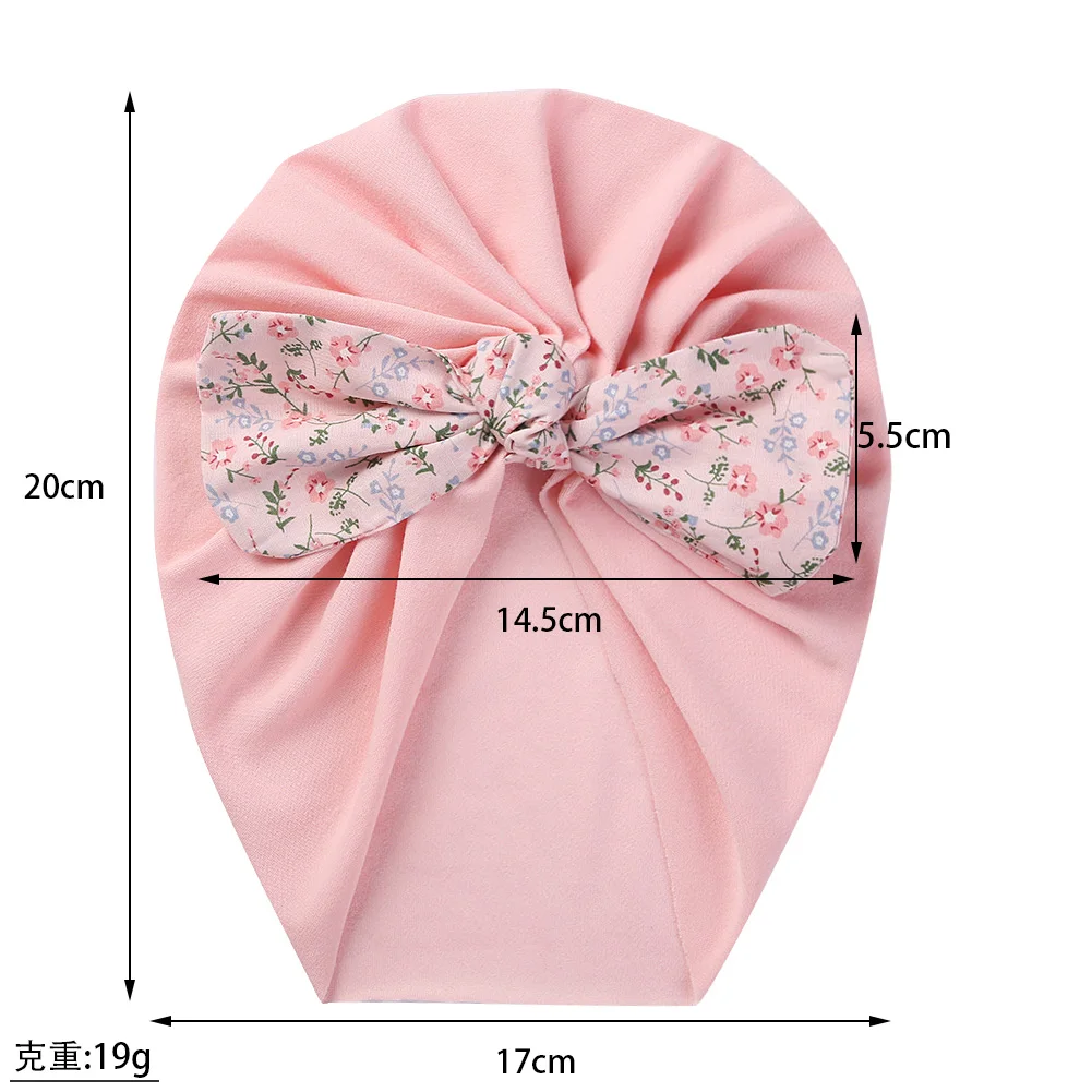 Gorro bebé con lazo floral y orejas de oso - turbante suave