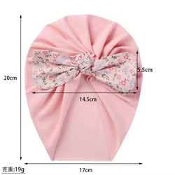 Gorro bebé con lazo floral y orejas de oso - turbante suave