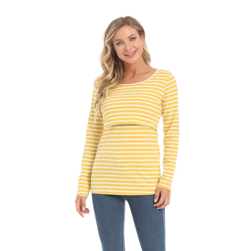 Camiseta maternity a rayas – Algodón manga larga para embarazo y posparto - imagen 2