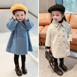 Abrigo de lana para niña con doble botonadura – Otoño Invierno