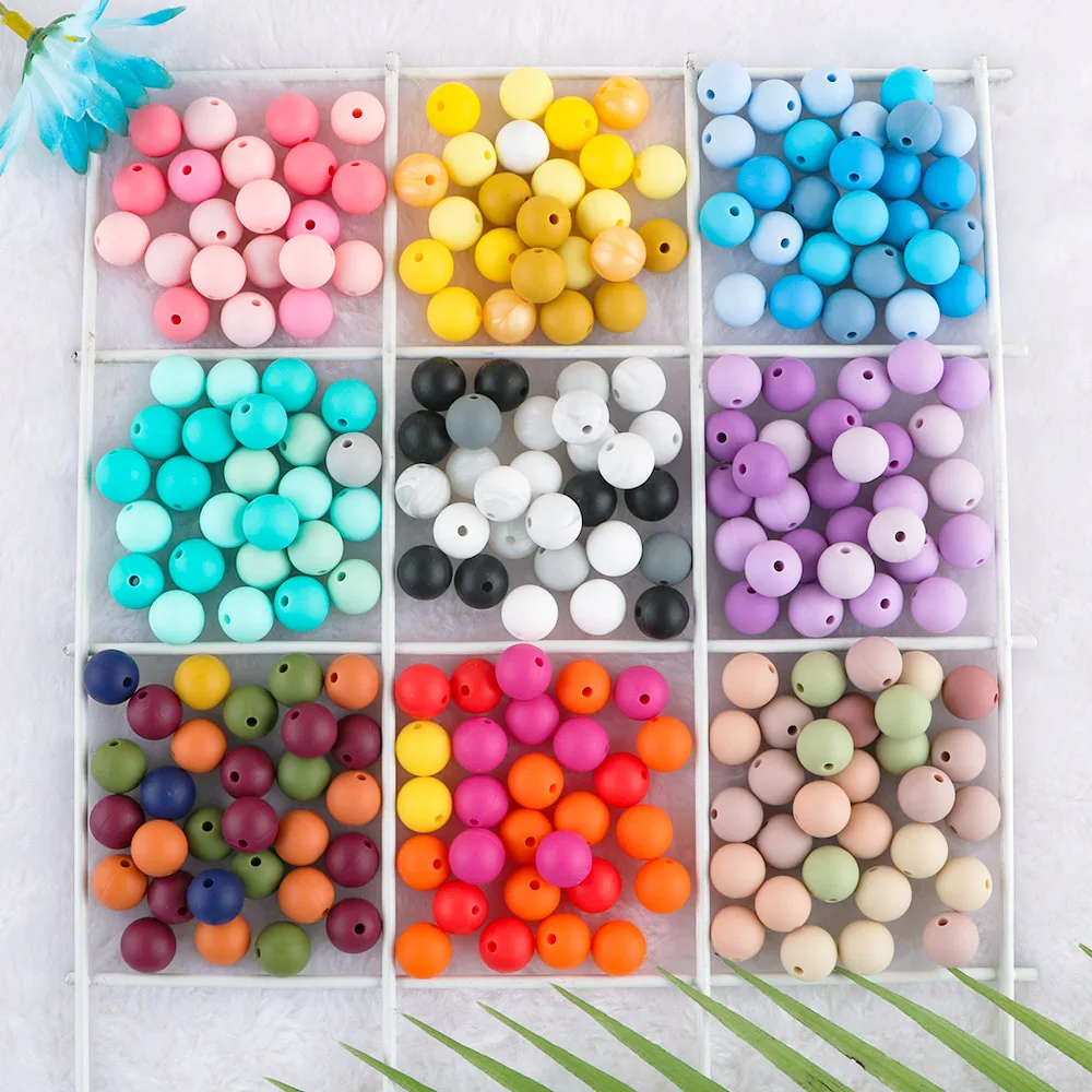 Cuentas redondas de silicona en varios colores