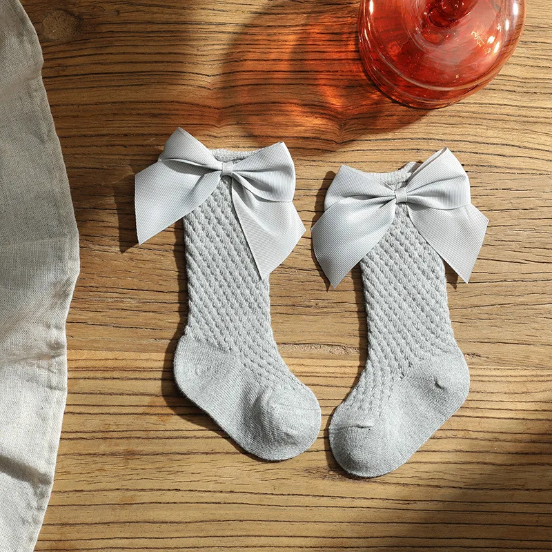 Calcetines largos con lazo para niños - Estilo piña calado suave - imagen 2