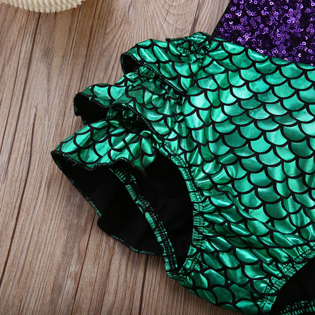 Pelele verano bebé con lentejuelas y volantes – Diseño sirena sin mangas - imagen 5