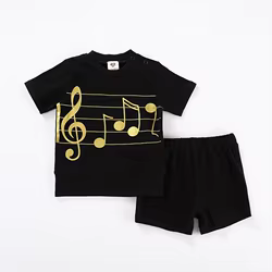 Conjunto bebé negro informal: jersey redondo y pantalón corto