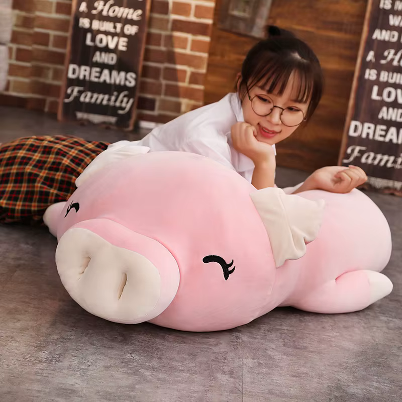 Peluche de cerdito rosa en algodón suave, almohada para bebé - imagen 3